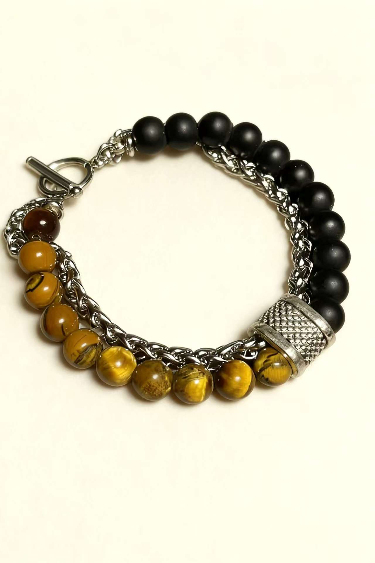 Tiger's-eye Titanium Steel Bracelet